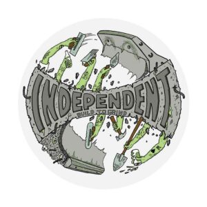 Independent built to grind clear mylar sticker